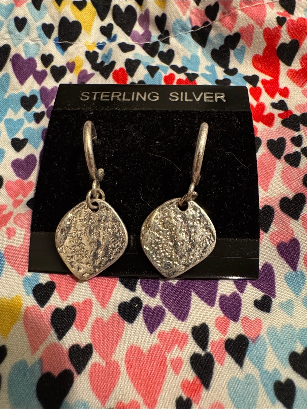 Sterling Silver Textured Drop Earrings - Organic Pebble Dangles - NWOT